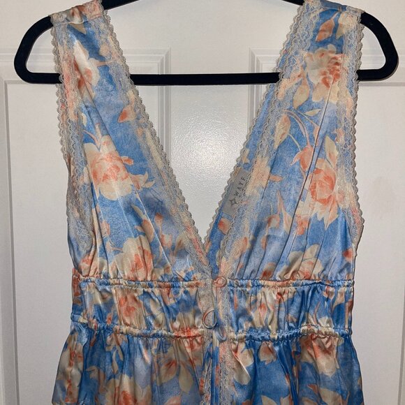 WAYF Plunging Neck Blue Tank Top - Picture 1 of 3